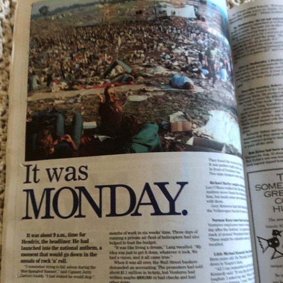 '94 VNTGE WOODSTOCK ANNIV. NEWSPAPER Accents Vintage 994 August Woodstock 69 The Times